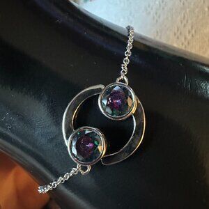 Cancer Caribbean Topaz cz silvertone bracelet